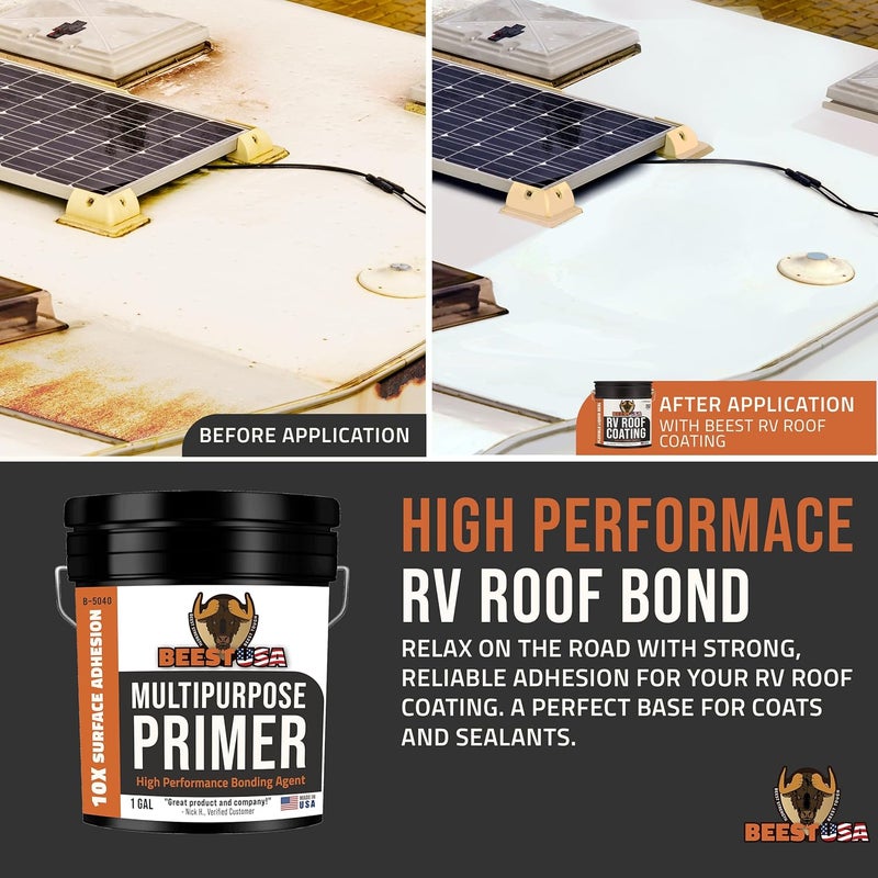 BEEST Multi-Purpose Primer - Gray, 1 Gallon Covers up to 250 Sq Ft| Liquid Rubber Deck Coating - Elastomeric Roof Coating - Water-Based, High-Adhesion Bonding Primer for Concrete, Metal, Wood, TPO - Image 2